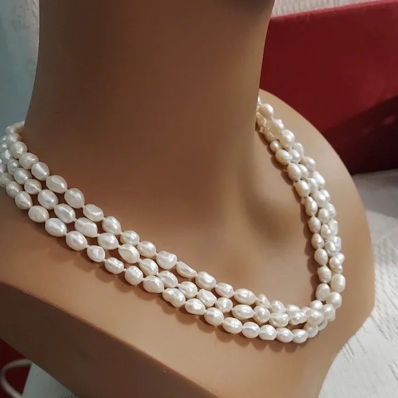Hand Knotted 58 Inch 12 mm Baroque Pearl Necklace